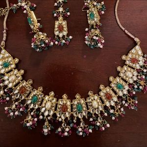 Jewelry kundan indian bridal jhumka sari polki